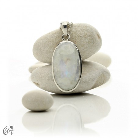Silver and moonstone, oval pendant, model 6