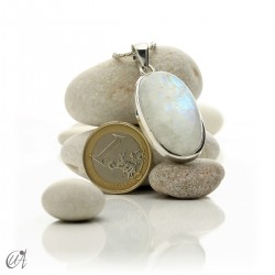 Silver and moonstone, oval pendant, model 7