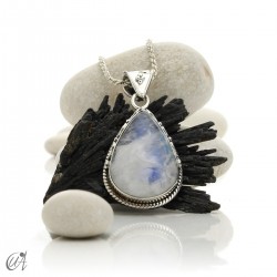 Moonstone teardrop in silver, boho pendant - model 1