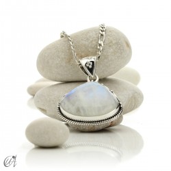 Moonstone teardrop in silver, boho pendant - model 3