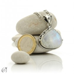 Moonstone teardrop in silver, boho pendant - model 3