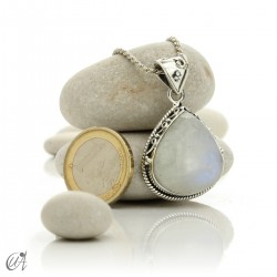 Moonstone teardrop in silver, boho pendant - model 4