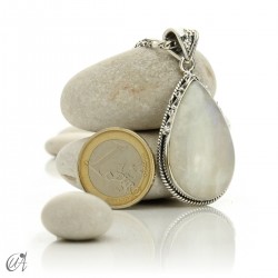 Moonstone teardrop in silver, boho pendant - model 6