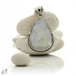 Moonstone teardrop in silver, boho pendant - model 8
