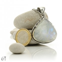 Moonstone teardrop in silver, boho pendant - model 9