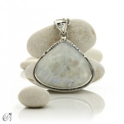 Moonstone teardrop in silver, boho pendant - model 9