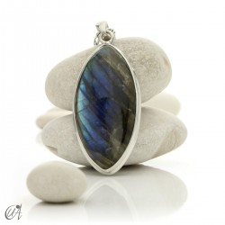 Labradorite pendant in sterling silver - marquise, model 6