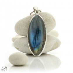 Labradorite pendant in sterling silver - marquise, model 8