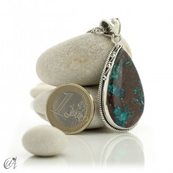 Silver and azurite - drop vintage pendants, model 1