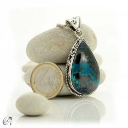 Silver and azurite - drop vintage pendants, model 4