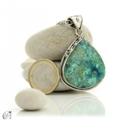 Silver and azurite - drop vintage pendants, model 6