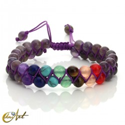 Double bracelet of amethyst and Chakras colors