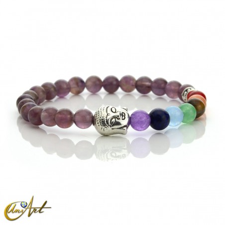 Buddha bracelet with the colors of the chakras - amethyst