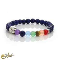 Buddha bracelet with the colors of the chakras -  blue jasper