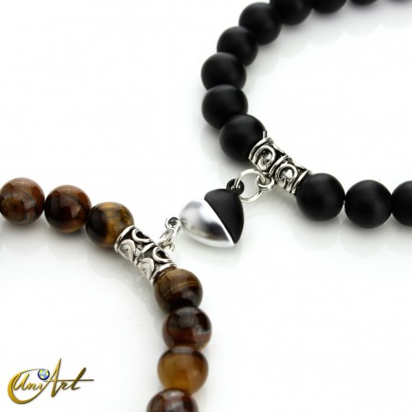Pulseras Valentín magnéticas, conjunto de ojo de tigre y piedra bian