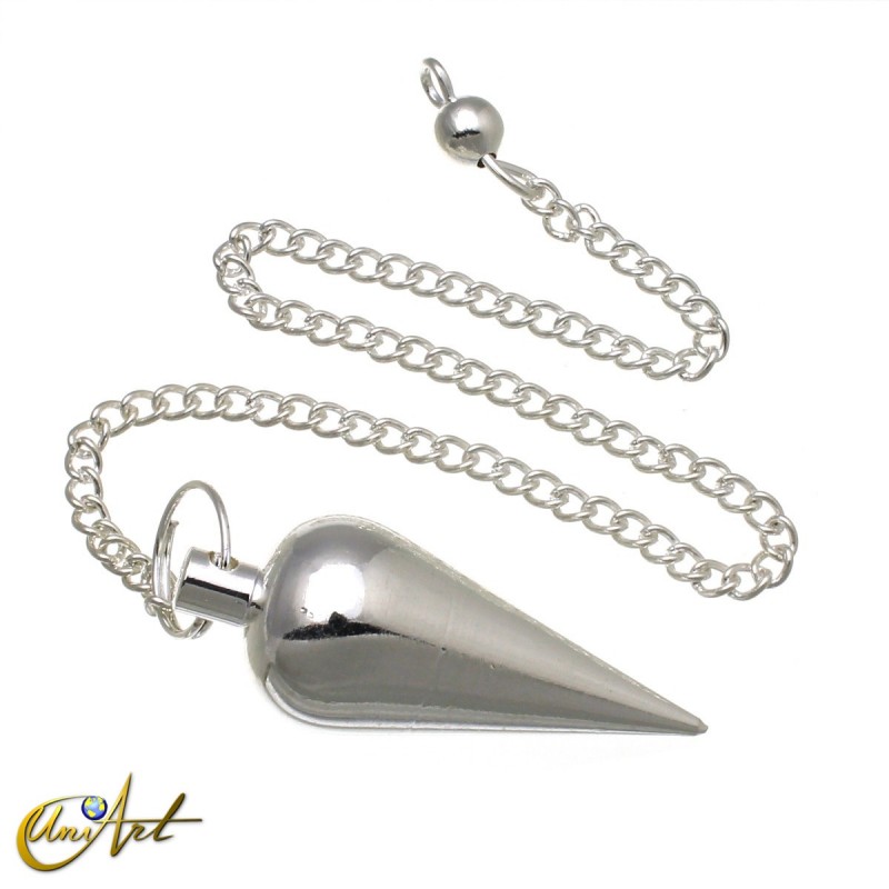 Semi-spherical conical pendulum for Reiki and radiesthesia silver color