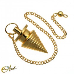 Ribbed metal conical pendulum  -  brass color