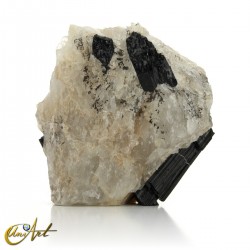Black tourmaline on quartz matrix