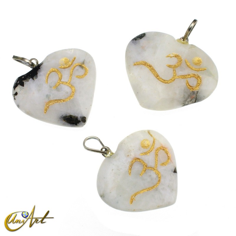 Moonstone pendant with the OM Symbol - model 1