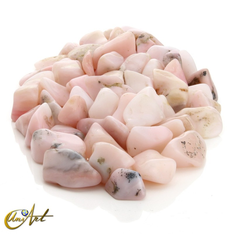 Pink opal, tumbled stones - 200 gram bag
