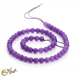 Violet jade, 6mm faceted round beads
