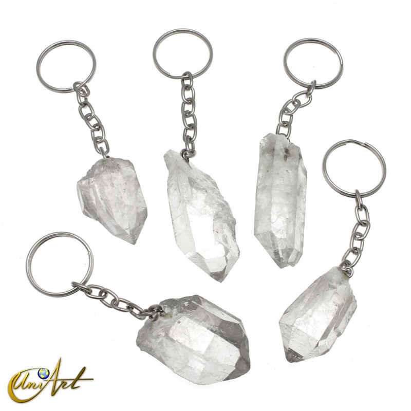 Rough cristal quartz keychain