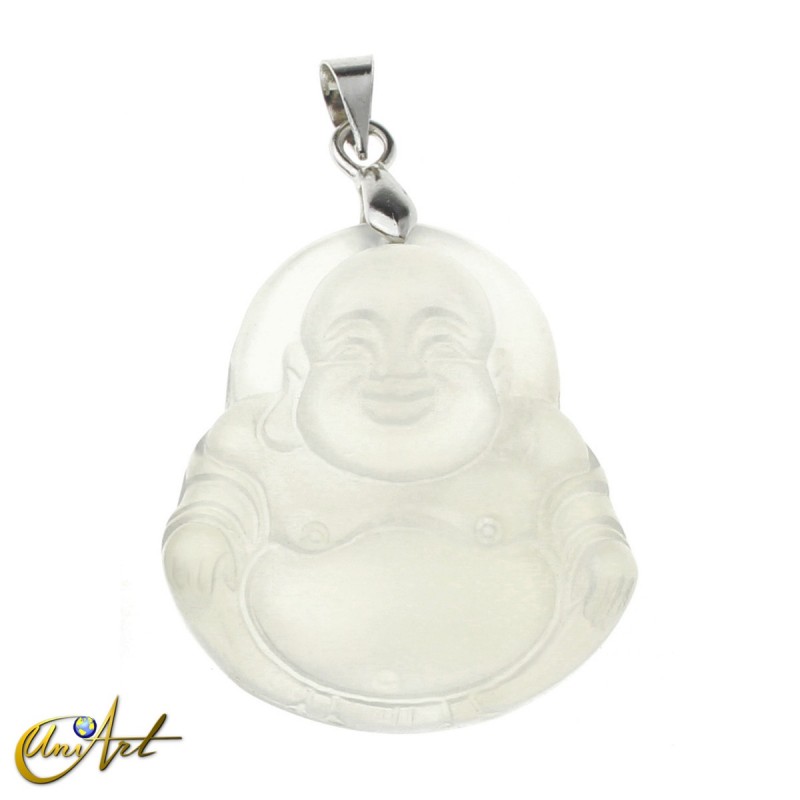 Smiling Buddha pendant - White Agate