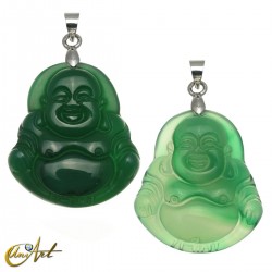 Smiling Buddha pendant - Green Agate