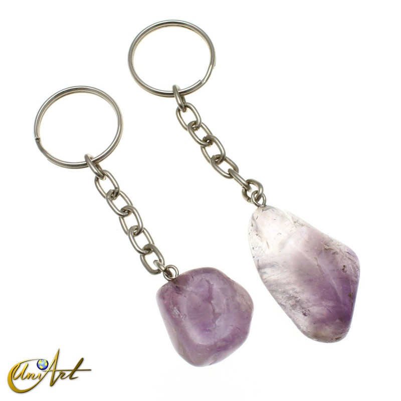 Amethyst tumbled stone keychain