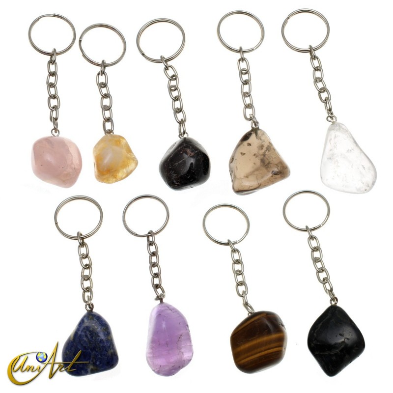 9 assorted gemstones keychains
