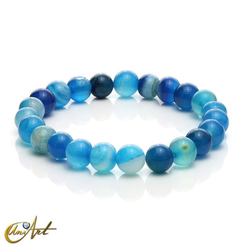 Blue agate beads bracelet