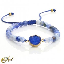 Agate bracelet with druzy dark blue color – 6mm adjustable
