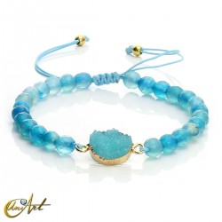 Agate bracelet with druzy blue sky color – 6mm adjustable