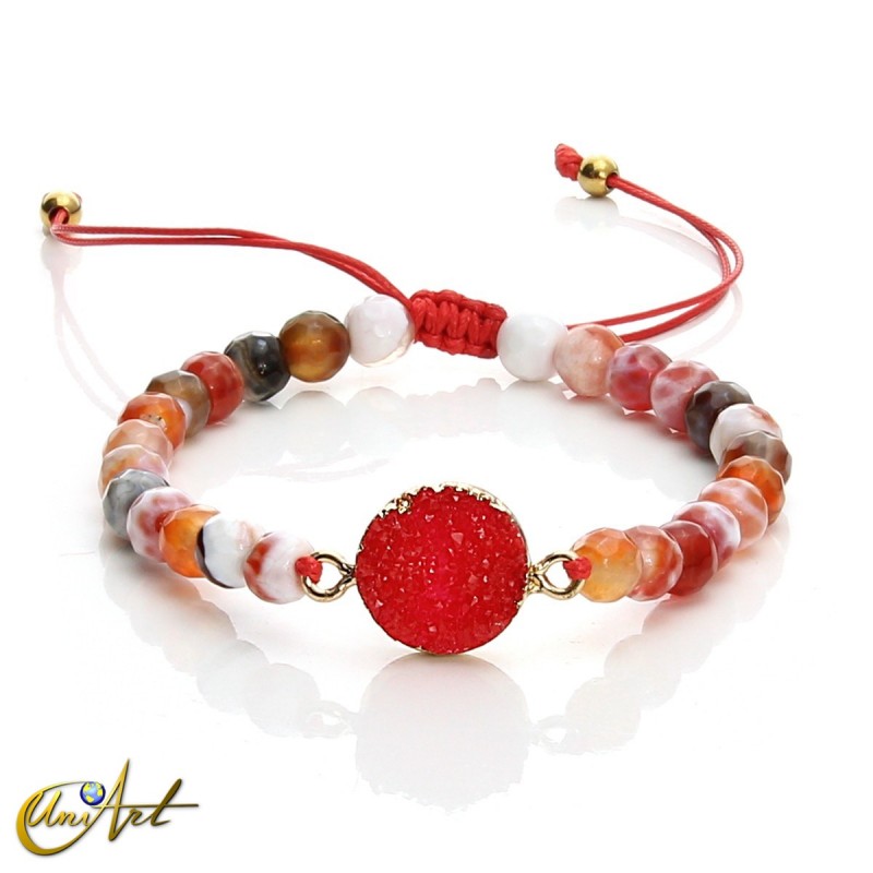 Pulsera de ágata con druzy rojo – 6 mm ajustable