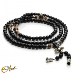 Black obsidian and tiger eye tibetan Mala beads