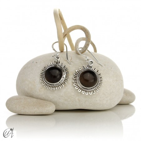 Smoky quartz and silver earrings - Matahari
