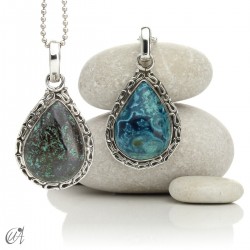 Silver and chrysocolla pendant, Juno's tear
