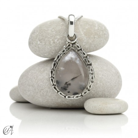 Silver pendant and dendritic opal, Juno's tear