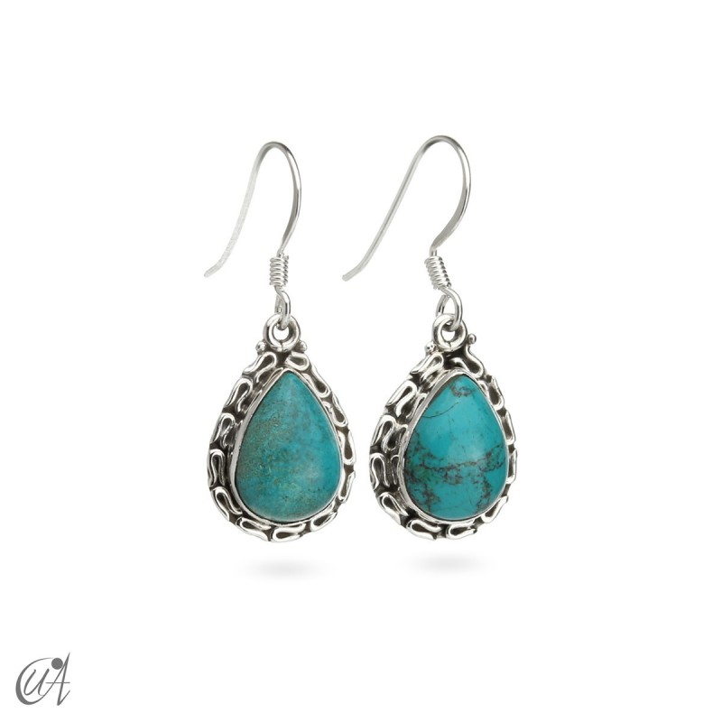 Silver earrings with chrysocolla, tears of Juno
