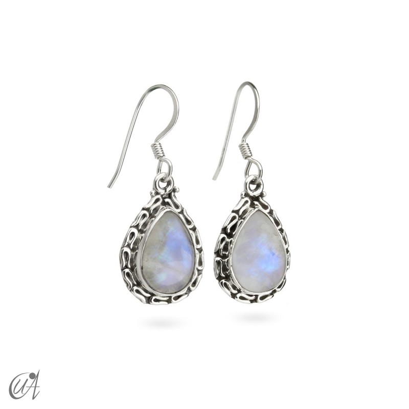 Silver earrings with moonstone, tears of Juno