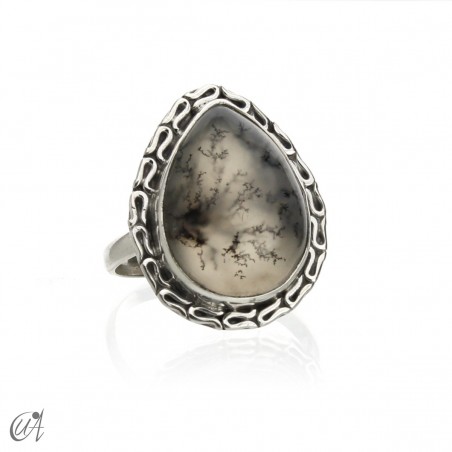 Dendritic Opal Ring in Sterling Silver, Juno's Tear