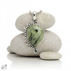 Silver with prehnite, Circe pendant
