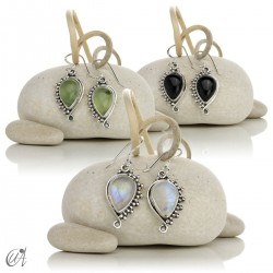 Silver earrings with gemstones, Circe model