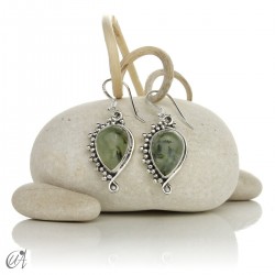 Silver earrings with prehnite, Circe model