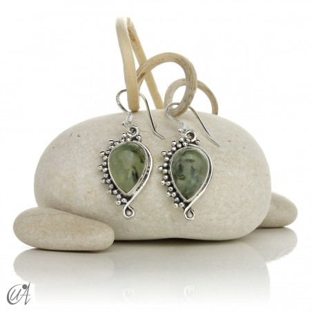 Silver earrings with prehnite, Circe model