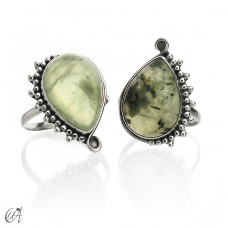 Anillo de plata y prehnita modelo Circe