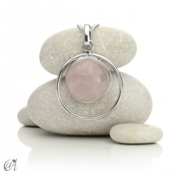 Selene Pendant in Sterling Silver and rose quartz