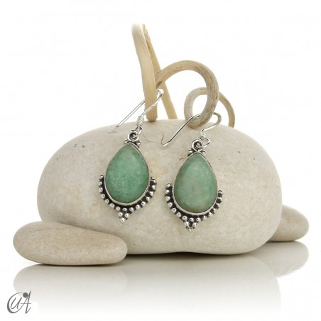 Deví model earrings in 925 silver and amazonite