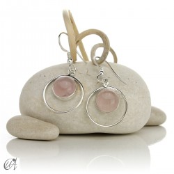 Selene earrings, 925 silver with rose quartz