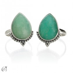 Deví ring, 925 silver and amazonite
